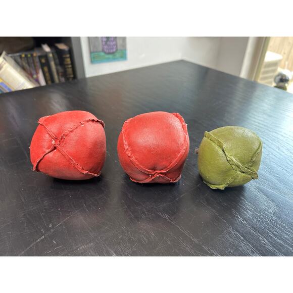 Filler Bowl Decor Apples- Set of 3- Red Green- painted fabric- Stems- Vintage - Picture 3 of 6